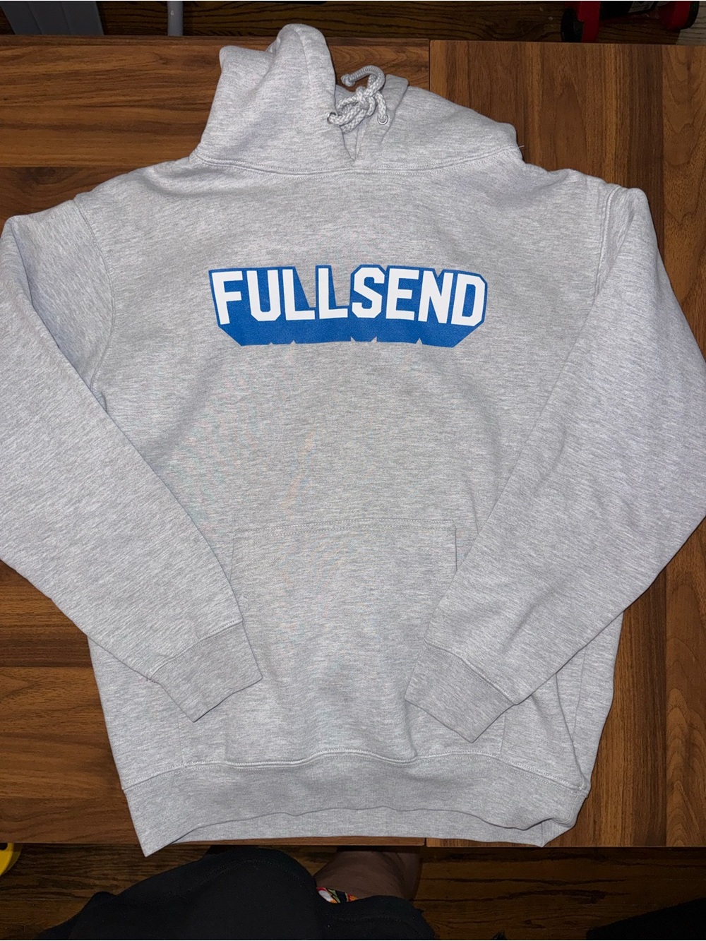 Fullsend Men's Light Gray Hoodie with Blue Logo